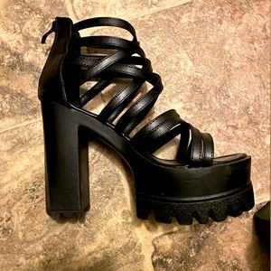 Black platform heels.